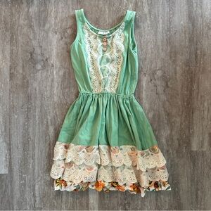 Green Lace Kids Dress MJC 435 Sz 10